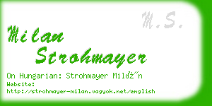milan strohmayer business card